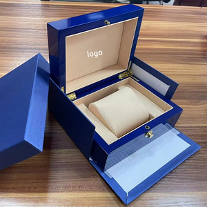 Factory Wholesale Custom Blue Wooden <b>Watch</b> Box With Leather Lining For Men ,High Gloss Surface Premium <b>Watch</b> <b>Case</b> with Logo - Product Image 1