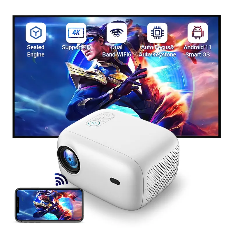 Hotack Latest L009 Full Hd 1080p Home Theater Video Projector Smart Wireless Portable Outdoor Mini Proyector 4k