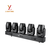 Barre de projecteurs mobiles LED 80W à 5 faisceaux avec halo RGB 4-en-1, zoom électronique, stroboscope, DMX512, activé par le son, CRI 70, éclairage de scène dimmable