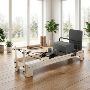 Cama Reformer de Pilates de Madera de Arce de Alta Resistencia para Uso Comercial, Multiusos, con Rieles Completos, Ajustable para <span class=keywords><strong>Yoga</strong></span> y Ejercicio Corporal, Certificación CE - Product Image 2