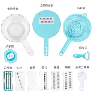 Mandolina Manual multifuncional para alimentos, picadora redonda de paja de trigo 8 en <span class=keywords><strong>1</strong></span>, picadora de frutas y verduras, picadora de patatas, rebanadora de cesta - Product Image 3