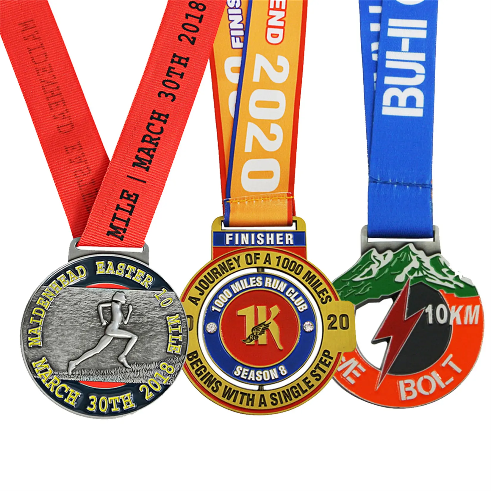 Medallón de metal para correr, medallas deportivas personalizadas, color personalizado, barato, 2d