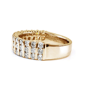 Vente chaude Bijoux Usine Précieux 18k Solide Or Rose 100% Diamant Naturel Fine Jewelry Half Way Large Bande Anneaux Femmes Anneau - Product Image 2