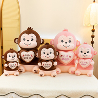 Peluche de Mono Personalizado de Fábrica, Juguete de Peluche con Características Faciales Adorables y Diseño de Abrazo de Corazón, Disponible en Varios Colores