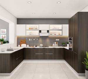 Custom Modular Modern Wooden Kitchen Cabinets U Shape MDF for Villa Apartment Mall Hospital Use - Product Image 2