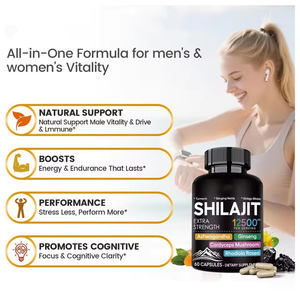 Cápsulas de Shilajit com Cúrcuma, Urtiga, Ginkgo Biloba, Ashwagandha, Ginseng, Cogumelo Cordyceps, Rhodiola Rosea - Product Image 5