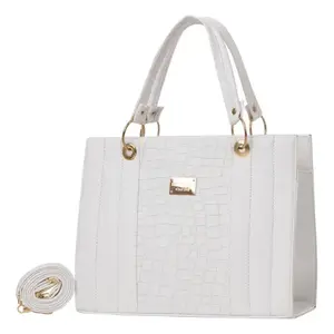 Sac fourre-tout en jean blanc pour femme Fana Mabel avec imprimé motif, sac à main décontracté pour usage quotidien - Product Image 5