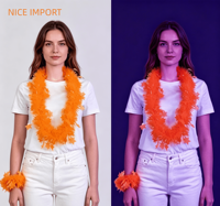 Ensemble collier et bracelet fluorescent orange avec étoiles et rayures pour la nuque et les poignets – Décorations thème néon