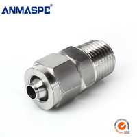Adaptateur de raccordement de tube fileté externe en acier inoxydable PC, raccord rapide hexagonal BSPT
