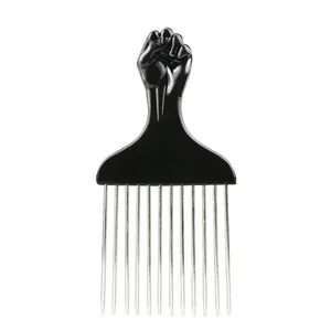 Pettine Afro in Metallo Nero con Denti in Acciaio per Uomo e Donna, per Acconciature e Districatura - Product Image 6