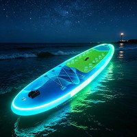 Planche de SUP gonflable lumineuse à LED haute pression, écologique, avec technologie Drop Stitch, éclairage RGB, aileron unique, pour la vente en gros commerciale