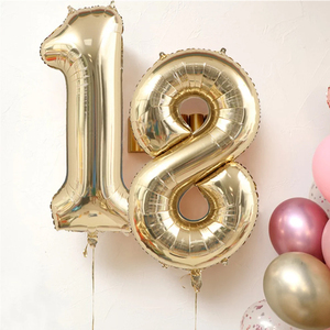 Gigante 40 pollici lamina d'oro bianco numero digitale palloncino luce dorata <span class=keywords><strong>palloncini</strong></span> di compleanno platino per la decorazione dell'anniversario - Product Image 6