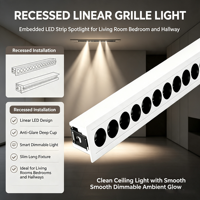 Spot encastré intelligent à LED en aluminium, intensité variable, anti-éblouissement pour salons, chambres et couloirs