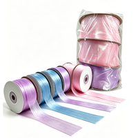 Ruban en organza de 2,5 cm x 50 yards pour décoration de mariage, boîte cadeau, emballage de gâteau, ruban décoratif de Noël
