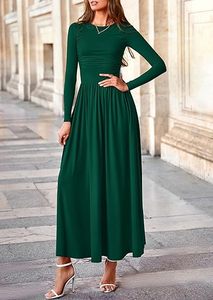 Robe <span class=keywords><strong>longue</strong></span> à manches longues pour femme, style bohème, nouvelle collection 2025, imprimable avec logo, design plissé, élégante, grande <span class=keywords><strong>jupe</strong></span> - Product Image 4