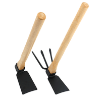 Houe de jardin double tête et râteau à main avec manche en bois pour désherber, creuser et ameublir la terre – Outil de jardinage OEM en gros