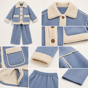 Vêtements pour enfants, veste en polaire pour garçons pour l'hiver, manteau en polaire à boutons pour enfants de petite et moyenne taille - Product Image 2