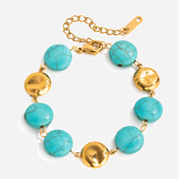 Design de mode Verre Perle Turquoise Bracelet Étanche En Acier Inoxydable Bracelet Bijoux Creative Fête Cadeau