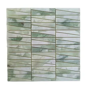 Cor verde pedra natural mármore mosaico para piscina telha