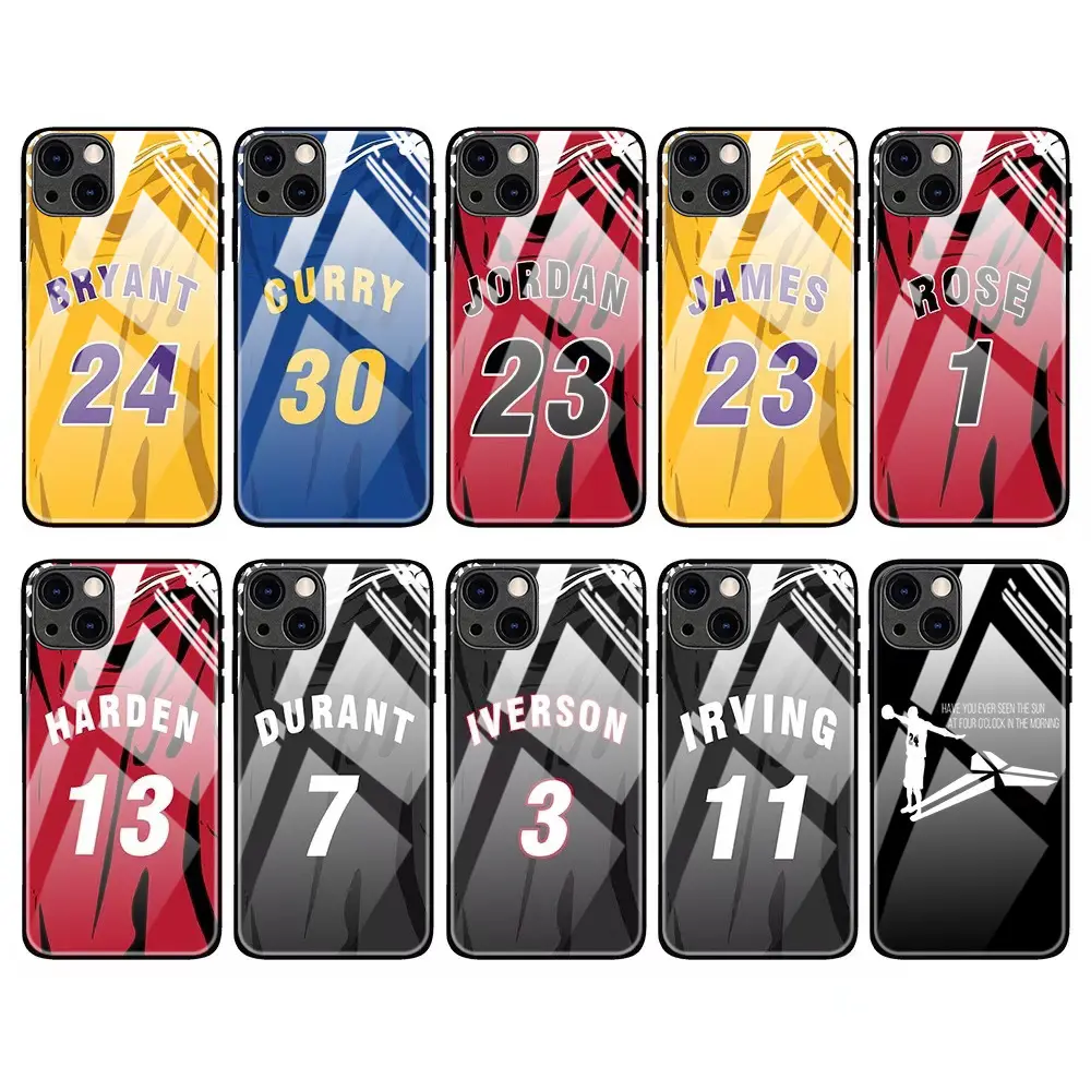 Lucky number basketball jersey Pattern UV Print Custom Tempered Glass Case Cover Sublimation Phone Case Cover for iphone 11pro