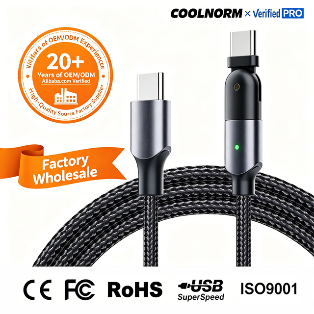 New PD Weaving Type-C Data Cable 60/100W Fast Charging 180 Degree Rotation Bending Two-Way Elbow Design