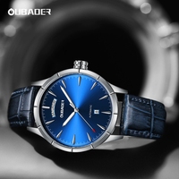 Reloj Mecánico para Hombre OUBAOER, Cristal de Zafiro, Automático, Resistente al Agua 100M, Caja de Acero Inoxidable, Correa de Cuero