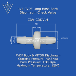Zdvseal Kinh Tế 3/16 hoành van <span class=keywords><strong>1</strong></span>/8 inch pvdf Ozone Mini kiểm tra van 0.5kpa áp lực 6.3 mét Mini Van - Product Image 5