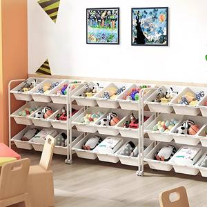 Estante de Almacenamiento de Juguetes de Plástico para Niños, Estante de Piso para Sala de Estar, Estante para Refrigerios de Gran Capacidad, Carrito Pequeño, Estantería para Libros de Bebés de Cuatro Niveles - Product Image 4