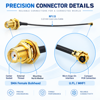 Câble de communication coaxial RF 1,13 mm SMA femelle vers U.FL, rallonge pigtail, 50 ohms, 0-3 GHz, pour antennes de communication