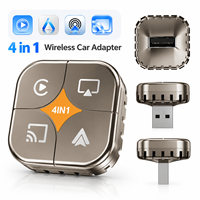 Adaptateur sans fil 4 en 1 CarPlay Android Auto, dongle USB-A pour AirPlay Miracast, mise à niveau multimédia intelligente pour voiture