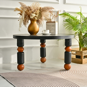 High Quality Farmhouse Indoor <b>Rustic</b> Round Black Wood <b>Coffee</b> <b>Table</b> Manufacturer - Product Image 2