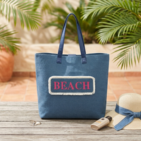 Sac fourre-tout en jean personnalisé, réutilisable, pliable, grande capacité, avec fermeture ouverte, pour les courses et les voyages quotidiens