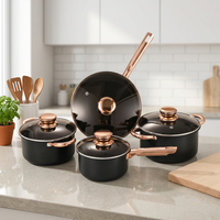 Ensemble de casseroles et poêles antiadhésives en acier inoxydable 8 pièces avec couvercles en verre, ustensiles de cuisine personnalisés pour la maison