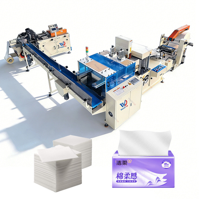 Full Automatic Manufacture Sanitary Napkin Making Tissue Folding Paper Machine  with Packing Machine and Cutting Machine