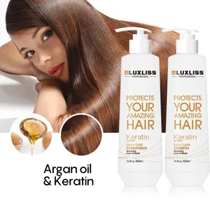 LUXLISS有机角蛋白洗发水用于头发平滑阿甘油日常护理角蛋白洗发水和护发素套装