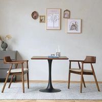 Table à manger en bois massif de style nordique DISHI, forme carrée, pour restaurant et café