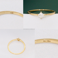Feines Ringset AU585 14K Massivgold Farbiger Edelsteinring Schmuck Trendiger Verlobungs-, Hochzeits-, Jubiläums-, Party- und Alltagsring