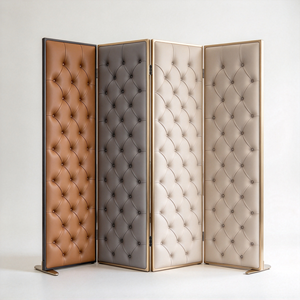 ฉากกั้นห้องหนัง PU แบบพับได้ สำหรับห้องนั่งเล่น ห้องนอน หรือร้านเสริมสวย - Product Image 4