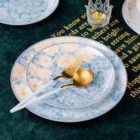 Offre Spéciale Service de Table en Porcelaine Tendre Luxe Européen Vintage Bleu Élégant pour Mariage et Réceptions