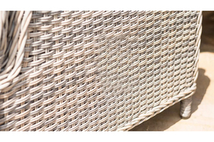 Metal <b>Wood</b> Outdoor Rattan Garden Furniture Dining Table <b>Bistro</b> <b>Set</b> - 6 Chairs, Modern Hamptons for Picnic D Recreation / Outdoor - Product Image 4