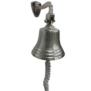 Campana plateada grande cuerda blanca colgante decoración de pared campanas suministros decorativos Titanic barco marítimo campana antigua artesanía de Metal - Product Image 1