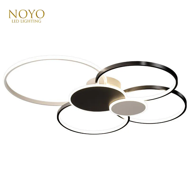 LED Modern Ceiling Light Fixture with Remote Control Dimmable 6 Rings Flush Mount Ceiling Light