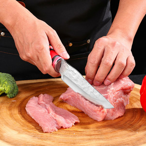 Damascus-patterned <b>boning</b> <b>knife</b> with imitation white antler <b>handle</b>, outdoor ultra-sharp meat <b>knife</b>, portable survival straight - Product Image 1