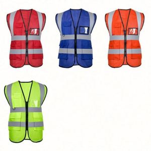 Gilet réfléchissant personnalisable Construction Jardin Assainissement Circulation Gilet de sécurité Gilet réfléchissant avec plusieurs poches - Product Image 3