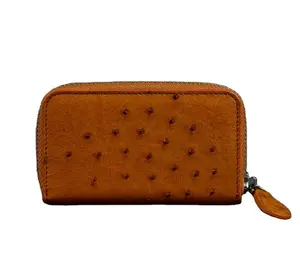leather lady coin case purse ostrich skin custom made coin purse OEM leather goods exotic card holder customized