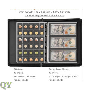 Álbum para Colección de Monedas QY Resistente al Fuego, Libro de Almacenamiento de Monedas con 300 Bolsillos, Estuche Portátil para Monedas para Coleccionistas - Product Image 2