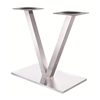 Pied de table personnalisé en acier inoxydable poli, forme rectangulaire en V, pour table basse d'extérieur