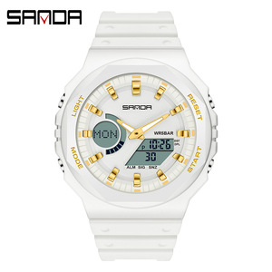 Jam Tangan Digital Anak Perempuan SANDA 6016 Desain Baru, Tahan Air 30M, LED <span class=keywords><strong>Analog</strong></span>, Tali Karet, Tampilan Tanggal Bercahaya, Sport Mewah - Product Image 4
