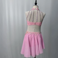 Robe de danse lyrique pour filles, robe de danse de compétition de luxe avec strass, robe de danse rose personnalisable