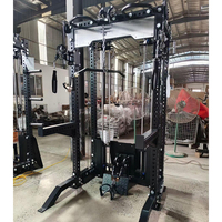 Appareil de musculation multifonction 2-en-1 pour Smith Machine avec système de tirage croisé par câble, Lat Pulldown et Rameur, pile de poids 70kg*2